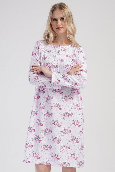 VİENETTA Long Sleeve Cotton Women's Nightgown - 161709