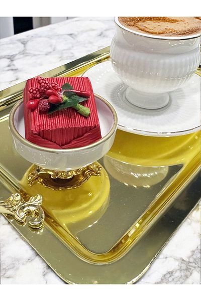 EVSTYLE 6-Piece Gold Leg Porcelain Turkish Delight Bowl Set