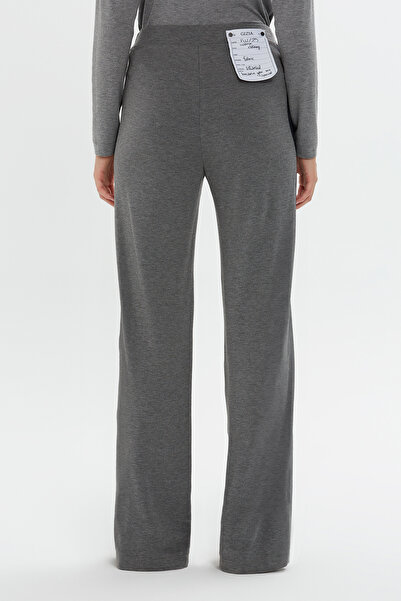 GİZİA Beli Lastikli Yan Cepleri Fermuarlı Rahat Kesim Gri Pantolon