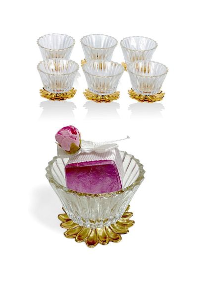 EVSTYLE 6-Piece GOLD FOOT GLASS DELIGHT SET
