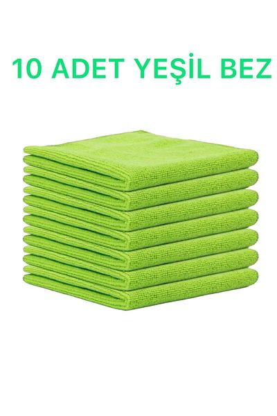 MCK Plus 10-piece 40x40 Microfiber Cleaning Cloth - Kitchen and Bathroom Towel Cloth, Green Color