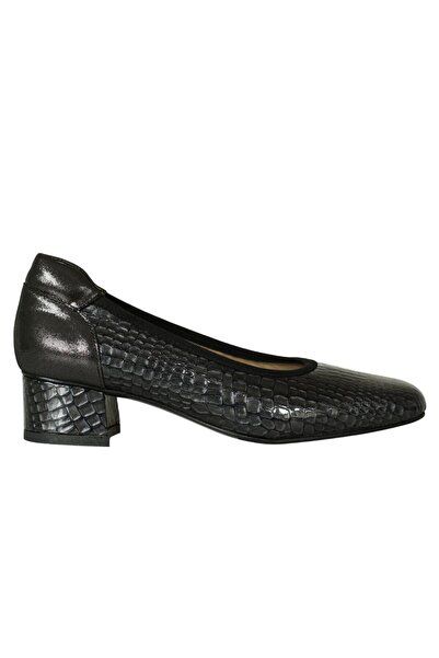 Platin حذاء بكعب نسائي من الجلد الأنثراسايت مطبوع عليه بايثون