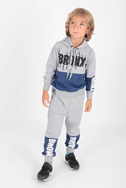 AHENGİM Boy's Bronx Printed Trend Tracksuit Set Ak2235