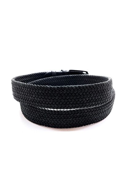 GİRAY Elastic Knitted Flexible Unisex Genuine Leather Detailed Belt