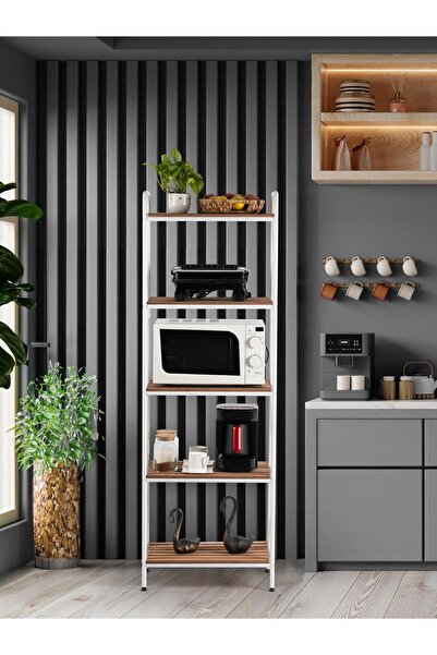 Metallica Concept Başak Beyaz 5 Katlı Çok Amaçlı Raf Düzenleyici Mikrodalga K...