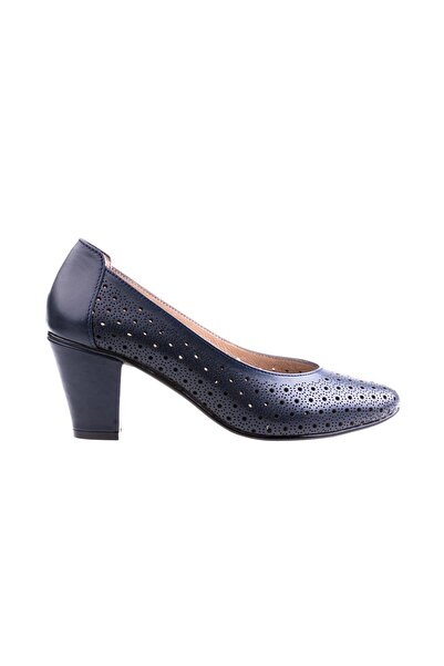 Platin Navy Blue Studded Women's Heeled Shoes
