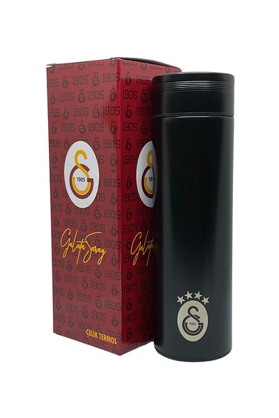 Galatasaray Licensed 500ml Double Layer Stainless Steel Thermos - 8 Hours Hot Cold, Black with Gift Box