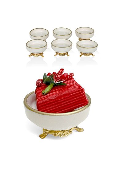 EVSTYLE 6-Piece Gold Leg Porcelain Turkish Delight Bowl Set