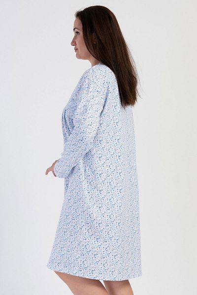 VİENETTA Women's Long Sleeve Cotton Nightgown - Two Thread, Large Size, 161703