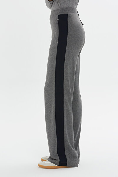 GİZİA Beli Lastikli Yan Cepleri Fermuarlı Rahat Kesim Gri Pantolon