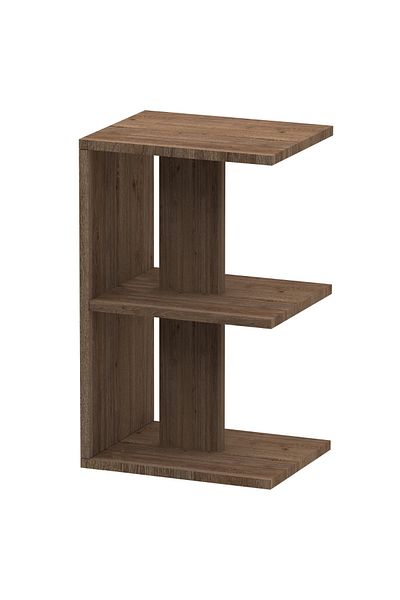 Mahmayi Modern E-Shape Nightstand, 3 Open Shelves, Easy Assembly, Lightweight - Truffle Davos Oak