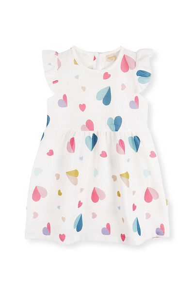 AHENGİM Girl's Heart Patterned Dress - Ak2406