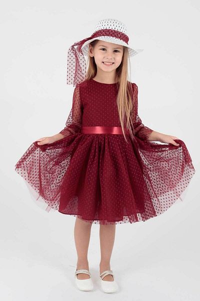 AHENGİM Trendy Hat and Tulle Lace Girl's Evening Dress - Ak2228