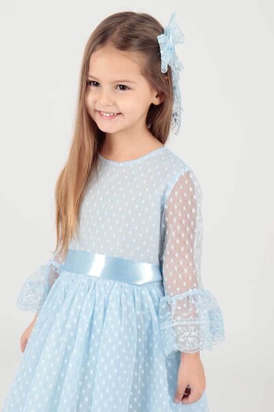 AHENGİM Μοδάτο βραδινό φόρεμα για κορίτσι - Δαντέλα με αγκράφα και τούλι, Ak2209