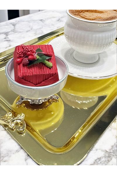 EVSTYLE 6-Piece Porcelain Turkish Delight Bowl with Foot - Silver Foot