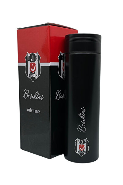 Beşiktaş Beşiktaş 500ml Lisanslı Çift Katlı Paslanmaz Çelik Termos 8 Saat Sıcak Soğuk Hediye Kutulu Siyah