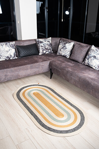 KAAN HOME Kaan Home Covor oval țesut manual Covor autentic Covor boem Covor p...