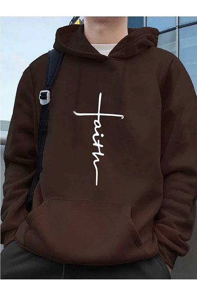 Medinenur Φούτερ με κουκούλα με στάμπα Faith