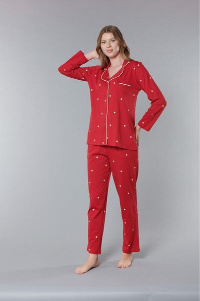 Dorelux Melodi 9136 Women's Cotton Pajama Set - Buttoned Sleeping Set