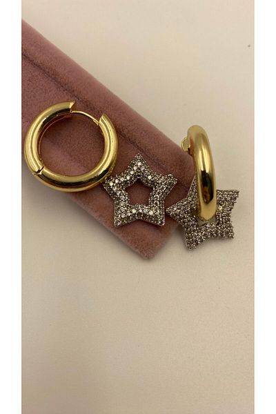 NİLLS STORE Star Earrings Zircon Cubic Zirconia Swing Earrings