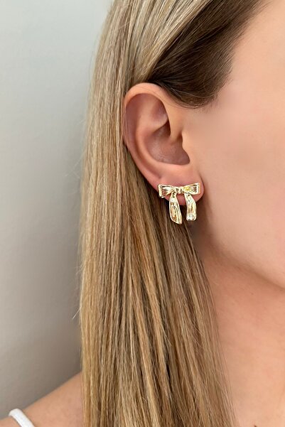 Lavian Accessories Gold Mini Fiyonk Küpe