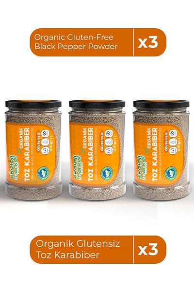 Ekoloji Market Organic Gluten Free Black Pepper Powder - 100 Gr X3