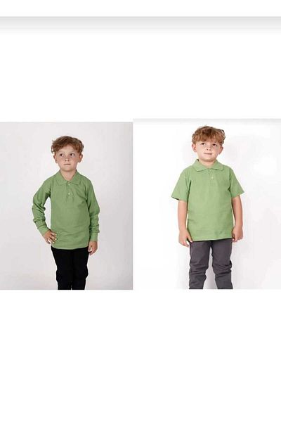 Öz klas Store Tricou școlar cu mânecă lungă și scurtă cu gât polo din 2 piese - UNISEX