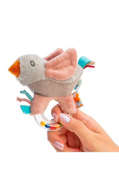 TRENDİMİZBİR Soft Plush Baby Rattle - Bird Powder