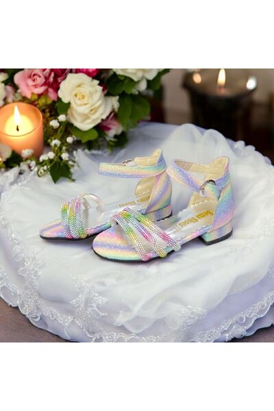 PATİK BEBE Minik topuklu 3 bantlı gökkuşağı renkli çocuk ayakkabısı