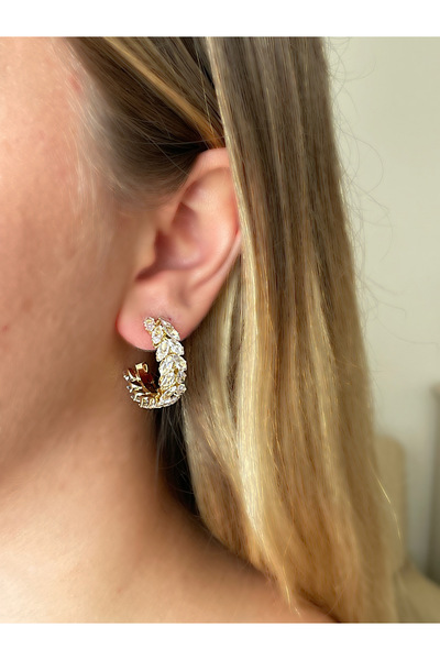 JELLY أقراط نسائية على شكل قطرة من حجر الزركون - تصميم فولاذي