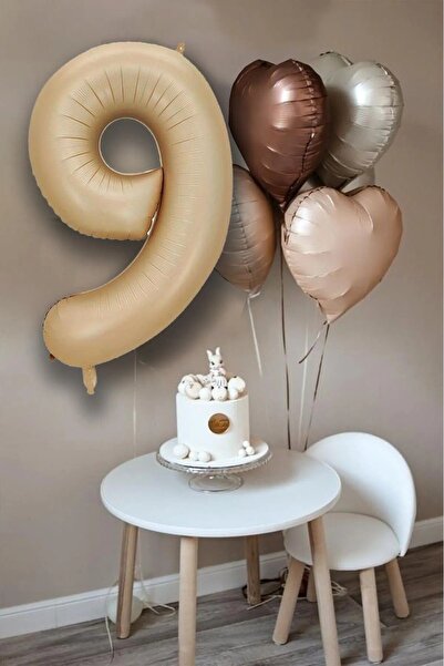 DÜVENCİ TİCARET Set de baloane retro bej inimă crem caramel maro - ornament p...