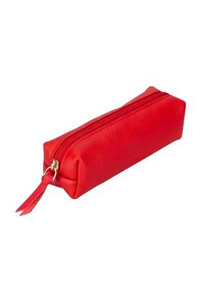 PLM Real Leather Pencil Case, Handmade Zippered Case, Pomegranate Flower