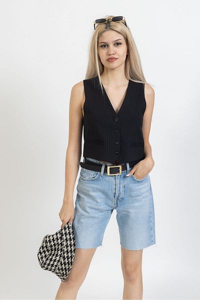 OlaFre Pantaloni scurți din blugi City Boy, tăiați la picioare, pantaloni scurți din denim albastru Bermude