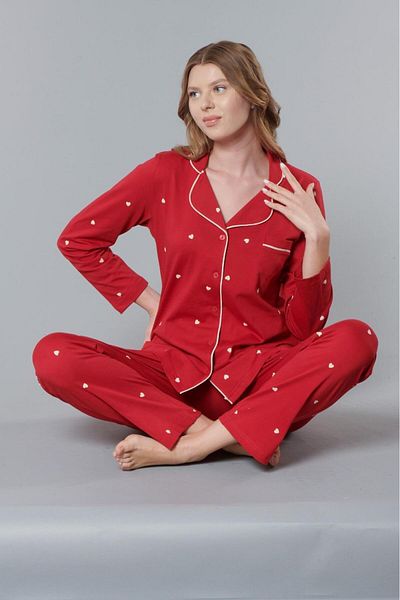 Dorelux Melodi 9136 Women's Cotton Pajama Set - Buttoned Sleeping Set