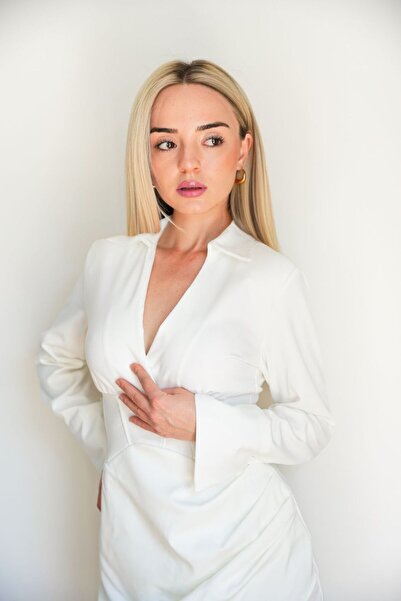 OlaFre Lycra Woven Dress - With Waist Support, Collar and Cuffs