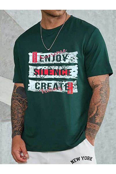 Medinenur Unisex Crew Neck Απολαύστε εμπριμέ μπλουζάκι