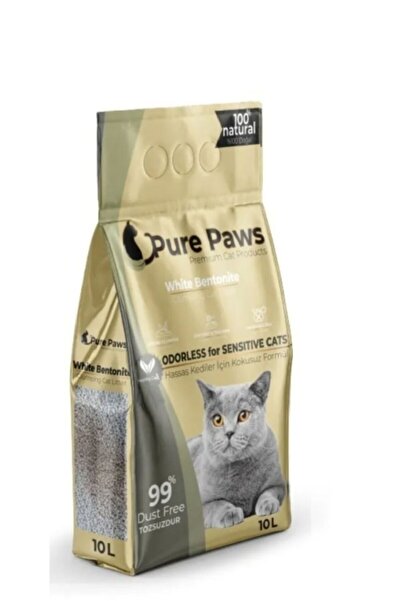 White Pure Paws Kedi Kumu İnce Taneli Kokusuz Bentonit 10 Lt