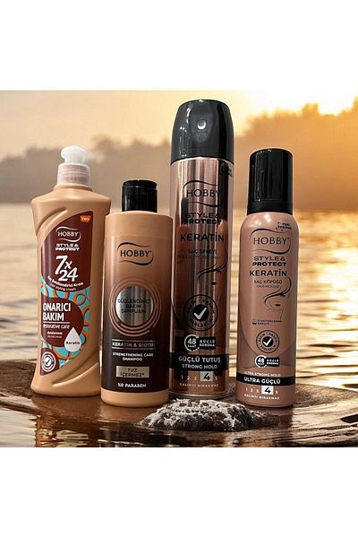 Hobby Keratin Hair Care(Hair Spray,Salt-Free Shampoo,Hair Cream,Hair Foam Anti-Electricity)