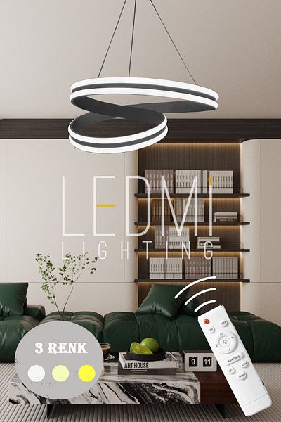 Ledmi Lighting Round Eight Controlled 3 Color Illuminated Office Chandelier, Lighting, Living Room Chandelier