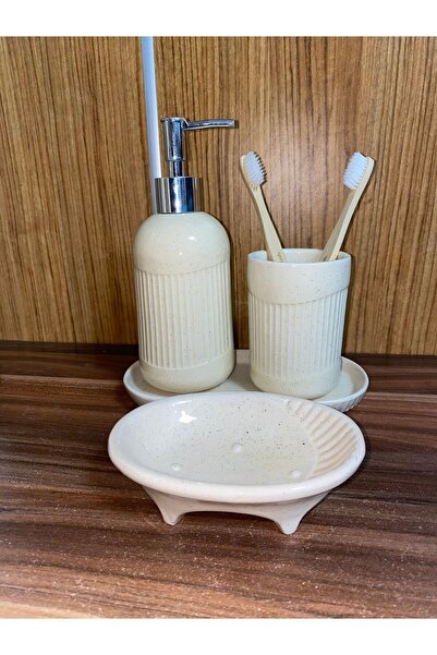 RED SERAMİK Σετ μπάνιου Red Seramik Ala Collection 3 τεμαχίων σε ασημί μπεζ