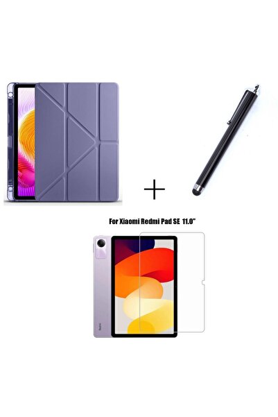 İncisoft Xiaomi Redmi Pad SE Uyumlu Kalem Bölmeli Standlı Kılıf + Ekran Koruy...