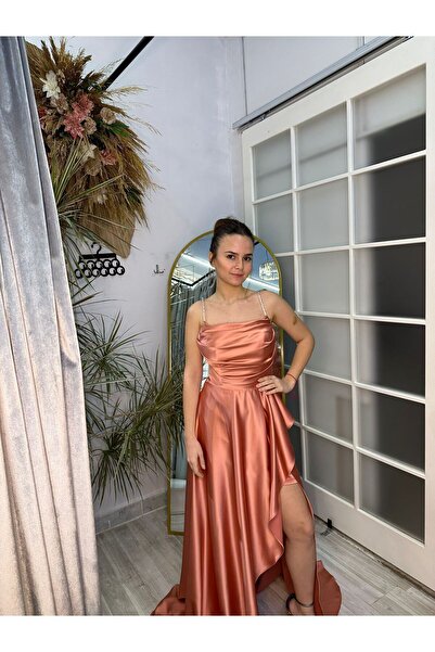 Abiye's SOMON PUDRA ASKILI Saten abiye mezuniyet nikah nişan söz isteme