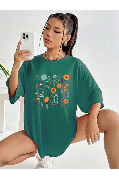 Medinenur Μπλουζάκι Unisex με φλοράλ στάμπα