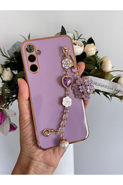 Aksesuarda Moda Samsung A34 Uyumlu Çiçekli Taşlı İncili El Geçmeli Lazer Kesi...