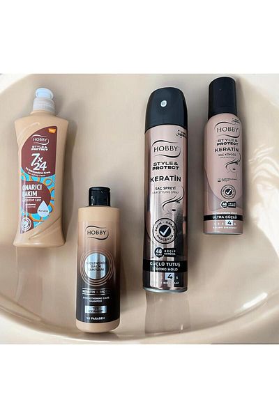 Hobby Keratin Hair Care(Hair Spray,Salt-Free Shampoo,Hair Cream,Hair Foam Anti-Electricity)