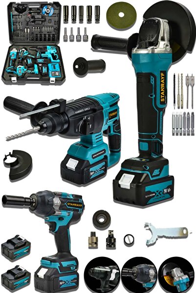 stanrayf Alman 798VF 30AH Şarjlı Pro 3 Lü Set Kırıcı Delici Hilti + Torklu So...