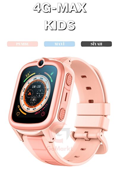 GoMarkt BTK Kayıtlı 4G Max Çocuk Akıllı Saat HD Görüntülü Konuşma 3 Kordonlu GPS