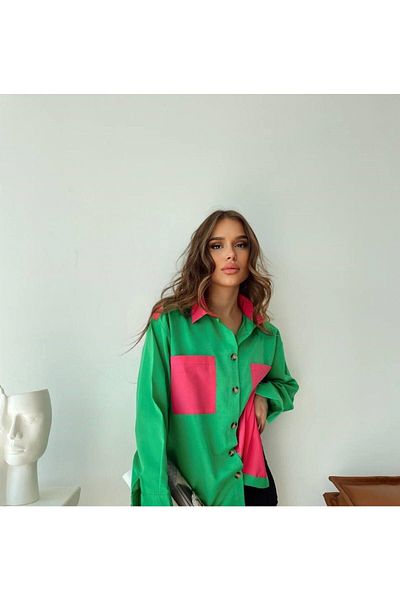 MAY MARA Cămașă oversize pentru femei - cu detaliu pe panoul frontal