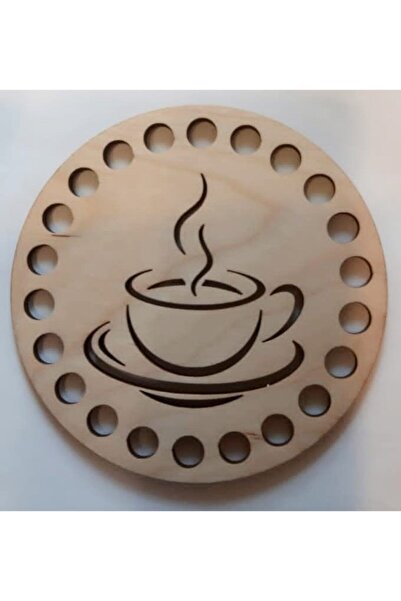 Elfora فنجان قهوة خشبي مع صحن مجوف 4 قطع