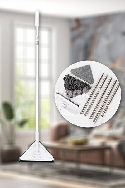 Destpak Üçgen Mop - 3 Bezli Cam Çekçekli Mop - Cam, Yer, Duvar - Püskül Ve Mi...